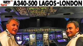 Rare AIRBUS A340-500 Lagos🇳🇬 to London🇬🇧 Heathrow | Full Cockpit Flight