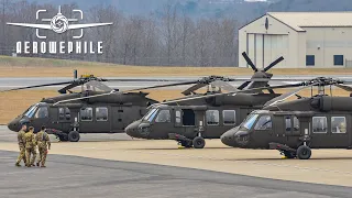 United States Army Sikorsky UH-60M Black Hawk Helicopter Trio Arrival & Departure from KTRI 08Feb23