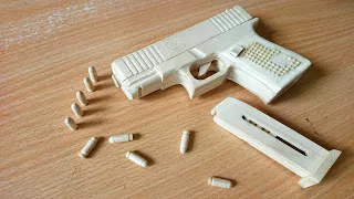 I Make A Mini GLOCK 19 Semi-Auto Pistol Toy Gun Just Like Real From Craft Sticks - Free Template.