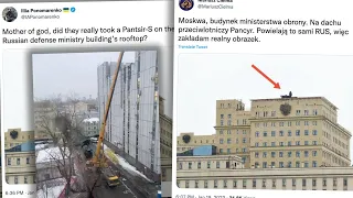 Russian Pantsir S1 anti aircraft gun missile systems spotted on top of Moscow’s buildings