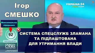 💥СМЕШКО: Система спецслужб зламана та підлаштована, щоб утримувати владу | Підтримка - 92%