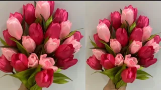 Make your own beautiful bouquets for different occasions, ribbon tulips  || DIY
