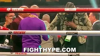 DEONTAY WILDER APPROACHES MAYWEATHER IN RING AND SHOWS RESPECT; BURIES HATCHET ON JEALOUSY CLAIM