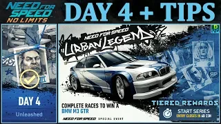 NFS No Limits | Day 4 + TIPS - BMW M3 GTR Most Wanted | Urban Legend