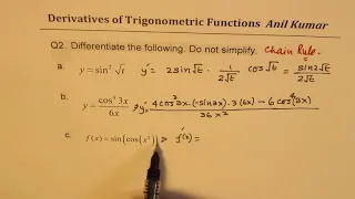 Calculus Derivatives Trigonometric Functions MCV4U Test Part 1