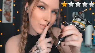 АСМР 🤪 ТАТУ МАСТЕР В УЖАСНОМ САЛОНЕ ⭐ Пародия | ASMR Tattoo Artist (+Sub)