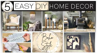 5 Home Decor DIY Ideas: Punch Needle Art, Macrame Wall Hanging, Planter Stand and Boho Pillow