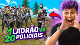 FUI PRESO? 20 POLÍCIAS vs 1 LADRÃO NO FREE FIRE!!