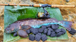 BLUE LINGCOD on a BOBBER wrapped in a BANANA LEAF!