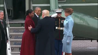 Obamas leave in helicopter after Inauguration of President Trump