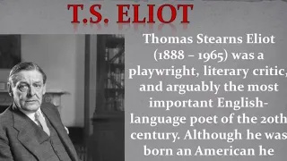 T. S. Eliot 's Biography/ T. S. Eliot life /The life of T.S.Eliot