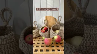 Jute crochet organizer for storing vegetables, fruits