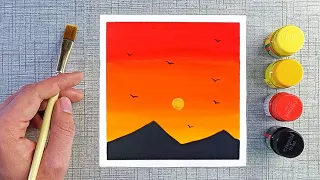 Sunset painting  | Poster colour painting ideas for beginners