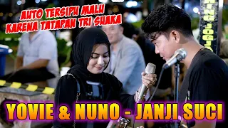 GAK KUAT DI TATAP TRI SUAKA !!! JANJI SUCI - YOVIE & NUNO (LIVE NGAMEN) BY TRI SUAKA