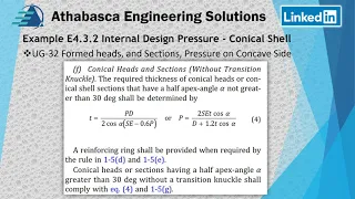 ASME PTB -4 Example E4.3.2 Internal Design Pressure  - Conical Shell