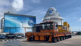 Boeing’s CST-100 Starliner Spacecraft Rolls Out From Commercial Crew and Cargo Processing Facility