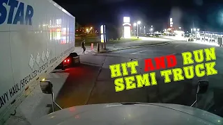 Truck Stop Fails & Hit and Run. Bad Truck Driver Skill.