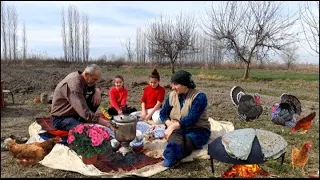 Growing potatoes and cooking Lezgi kutabs in rural life.