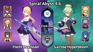 F2P Fischl Overload & Sucrose Hyperbloom - NEW Spiral Abyss 4.6 Floor 12 Genshin Impact