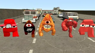 DESTRUCTION ALL 3D ALPHABET LORE FAMILY ON THE HIGHWAY In Garry's Mod!