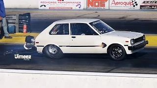 ROTARY TURBO ALCOHOL INJECTED '81 TOYOTA STARLET TESTING AT BYRON