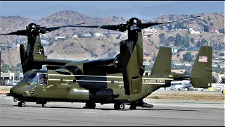 Four MV-22 Osprey Presidential Helicopters Arriving at Hollywood Burbank Airport for President Biden