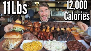 GIANT BBQ PLATTER CHALLENGE | TEXAS STYLE BBQ | BRISKET, RIBS, SAUSAGE | MAN VS FOOD