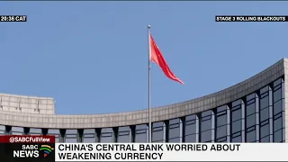 China's Central Bank worried about weakening currency