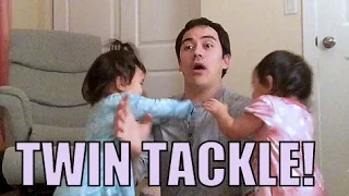 Twins Tackle Dad! - January 10, 2016 -  ItsJudysLife Vlogs