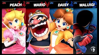 Peach and Wario VS Daisy and Waluigi Mii Brawler LV 9 CPU Battle Super Smash Bros Ultimate