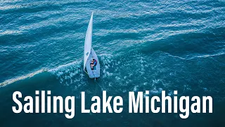 Sailing Lake Michigan, Northwestern University, Evanston Illinois | 4K Drone Video