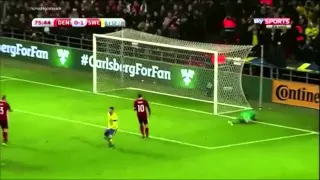 Zlatan Ibrahimovic free kick goal Sweeden vs Denmark