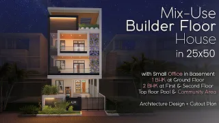 25x50 Feet | Builder Floor House Design with Office in Noida | 140 Gaj | 7.5 X15 Mtr House | ID-164