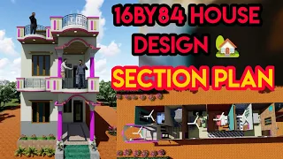 16 By 84 House Plan || 16X84 Ghar ka naksha || 3D House Plan