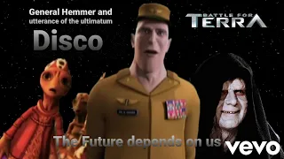 Battle for Terra - General Hemmer and utterance of the ultimatum disco: The Future depends on us.