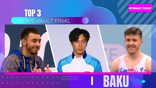 Top 3 in Men's Vault Final - 2024 Baku Gymnastics Apparatus World Cup