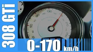 Peugeot 308 GTi 0-170 km/h NICE! Acceleration Test Beschleunigung