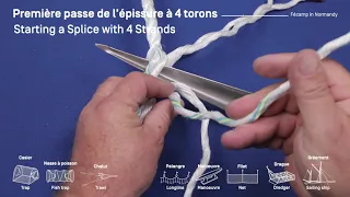 première passe d 'épissure à 4 torons/Starting a splice with 4 strands