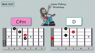 C#m  to D 30 to 40 BPM Guitar Chord Change Drills