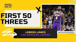 LeBron James First 50 Threes of 2021-22 NBA Season | King of NBA