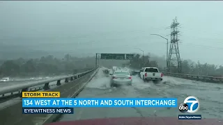 Video captures SoCal freeways flooded due to heavy rainfall l ABC7