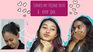 🇮🇳Turning my friend into a kpop Idol. #india #kpop #transformation