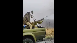 Pickup-mounted ZPU-1 12.7mm antiaircraft gun in Ukrainian service. #shorts