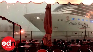 Terrifying Near Miss as Cruise Ship Navigates Storm in Venice