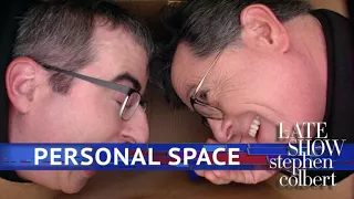 John Oliver Gets Into Stephen's Personal Space