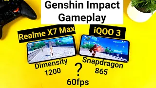 Realme X7 Max vs iQOO 3 Genshin impact 60fps graphics gameplay test any lag or not 🔥🔥🔥