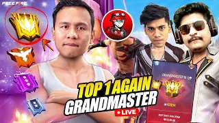 Top 1 Grandmaster Again 😎 Live Rank Push with V Badge Youtubers 😱 Tonde Gamer  #freefire #live