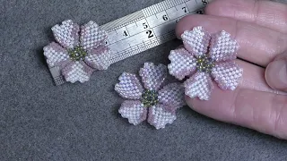 Tutorial: Sakura / Cherry Blossom Beaded Flower Brick Stitch. Цветок черешни/ сакуры.