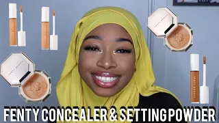 NEW FENTY BEAUTY PRO FILTR' CONCEALER & SETTING POWDER! FIRST IMPRESSIONS REVIEW &  9 HOUR WEAR TEST