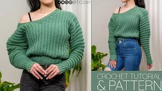 How to Crochet: Off the Shoulder V Neck Top | Pattern & Tutorial DIY